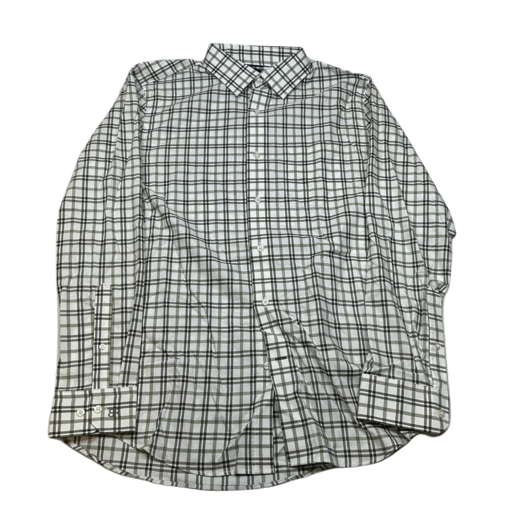Banana‎ Republic Slim Fit Shirt Mens Large Green Plaid Button Down Long Sleeve